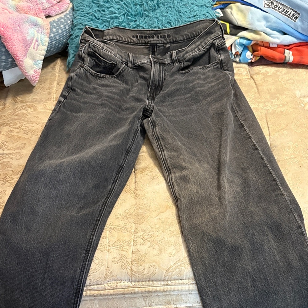 American Eagle Outfitters Women's Wide Leg Jeans - Washed Black